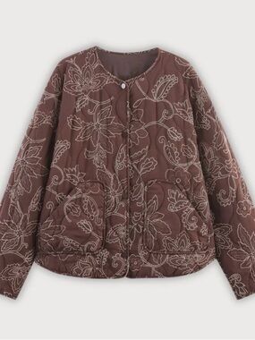 Zara Brown Floral Quilted Jacket